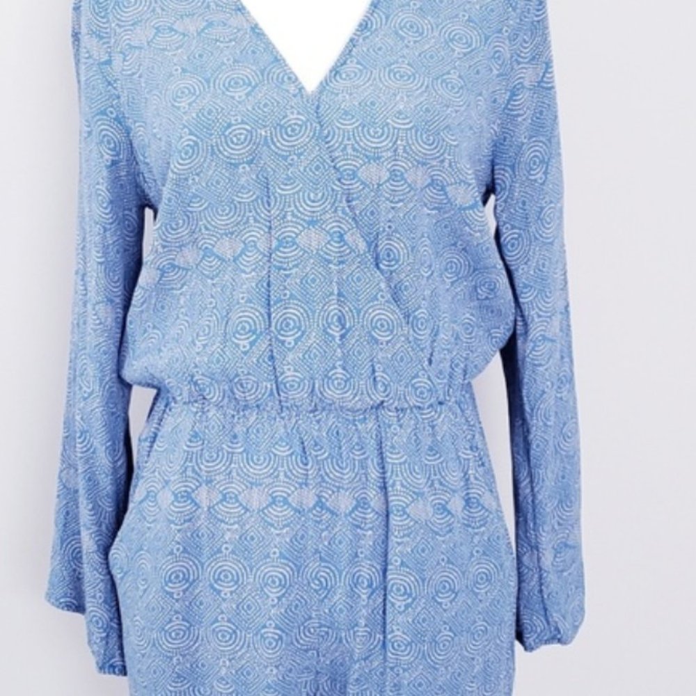 H&M Bell Sleeve Blue Symmetrical Romper Size: 4